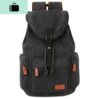 背包时尚潮流帆布双肩包男士休闲中学生大学生书包男旅行包大容量NEW LAKE 灰黑色