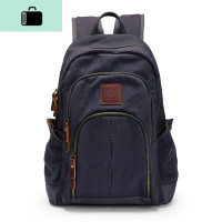 大容量旅行背包男士休闲电脑双肩包复古帆布简约书包时尚潮流潮牌NEW LAKE 蓝黑色()