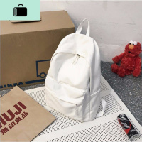 无印纯色双肩包男帆布简约书包女韩版高中大学生休闲防盗旅行背包NEW LAKE 优质帆布白色