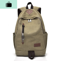 时尚潮流双肩包ins休闲帆布背包复古旅行高中大学生书包男女电脑NEW LAKE 卡其色