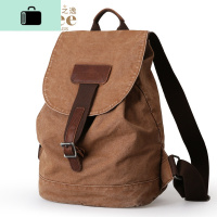 双肩包男女小背包时尚潮流休闲学生书包英伦帆布旅游旅行包NEW LAKE 成品洗水怀旧卡其色