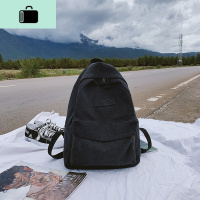 双肩包男小号轻便男士背包 休闲简约新款潮流防水帆布上课书包NEW LAKE 黑色