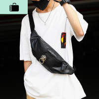 复古新款中国风胸包潮牌时尚情侣包男女腰包后背包潮流单肩包潮包NEW LAKE 黑色胸包男士腰包