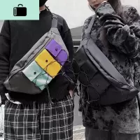 男士胸包新款时尚潮牌斜挎包男女大容量学生腰包街头运动单肩背包NEW LAKE男士腰包