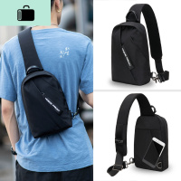 单肩包男潮牌斜挎包时尚潮流休闲小背包男士包包大容量学生胸包NEW LAKE 黑色