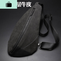 皮男胸包休闲时尚手机包韩版潮背包头层牛皮户外运动单肩斜挎包NEW LAKE男士单肩包