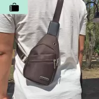 新款胸包男士小包单肩斜挎包韩版学生休闲胸前小背包NEW LAKE 深棕色男士单肩包