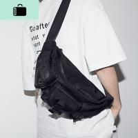 新款原创韩版街头机能胸包工装风单肩斜挎包腰包嘻哈男女潮潮NEW LAKE 黑色男士单肩包