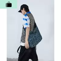 DBSC潮牌经典腰果花单肩斜挎包休闲潮流大容量书包工装机能男包包NEW LAKE 蓝色男士斜挎包