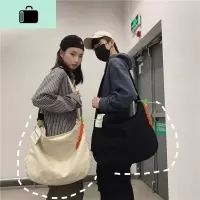 ins斜挎包潮牌男学生韩版日系原宿大容量帆布个性百搭简约单肩包NEW LAKE男士斜挎包