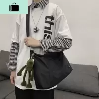 ins潮牌单肩背包男大容量斜挎包女休闲百搭韩版街头潮流学生背包NEW LAKE男士斜挎包