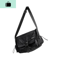 斜挎包男士包包大容量单肩包女潮牌嘻哈包日系休闲包工装包NEW LAKE 黑色