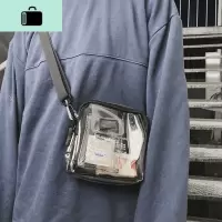 潮牌斜挎包男pvc果冻透明包包男生ins潮学生韩版潮流单肩迷你小包NEW LAKE