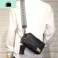 日系青年男女斜跨小方包 潮男复古单肩斜挎背包韩版男包NEW LAKE 黑色男士单肩包