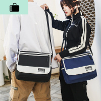 日系大容量单肩斜挎背包男潮牌邮差包休闲中学生上课工装帆布袋女NEW LAKE男士单肩包