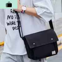 单肩包男士休闲斜挎小背包女户外运动骑行旅游邮差包学生男包挂包NEW LAKE 黑色