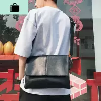 原创单肩包男士小皮包 ipad小背包潮休闲男包软皮小包时尚斜跨包NEW LAKE 黑色