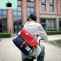 ins潮牌单肩包男休闲学生校园斜挎背包女休闲潮流大容量撞色包包NEW LAKE