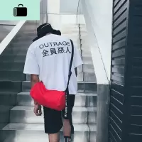 时尚街头嘻哈风单肩斜跨小背包圆桶男女休闲简约户外单肩包新款潮NEW LAKE男士单肩包