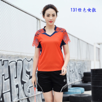 羽毛球服套装男女款乒乓球网球衣夏季跑步运动透气速干比赛服定制 131橙色女款套装 更大码