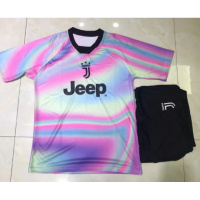 特价清仓欧洲杯足球服短袖套装中国阿根廷梅西C罗球衣运动训练服 花色尤W彩虹版 110