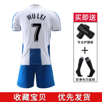足球服套装男足球训练服队服定制儿童武磊内马尔球衣梅西球衣 短袖20-西班Y人主场-【武磊7号定制】（送袜子+护腿板） S