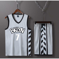 篮网队球衣欧文11号杜兰特篮球服套装男城市版凯尔特人比赛服定制 篮网队灰色城市版7号杜兰特 S140-150CM