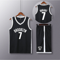 篮网队球衣欧文11号杜兰特篮球服套装男城市版凯尔特人比赛服定制 篮网队黑色7号杜兰特 L160-165CM