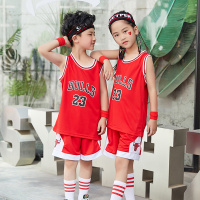 新款夏儿童篮球服速干套装科比小孩詹姆斯23号学生休闲运动表演衣 红色公N23号 2XL（身高160-165）