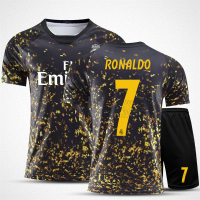 皇马球衣19-20足球服套装男主场7号C罗阿扎尔成人儿童训练服定制 19-20皇码纪念版黑金7号C罗 160