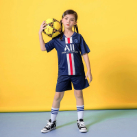 儿童足球服套装男童阿根廷梅西c罗足球衣女孩幼儿园小学生训练服 19-20巴嚟深蓝 XXL