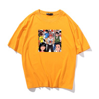 灌篮高手T恤男短袖篮球衣运动樱木花道动漫印花夏科比纪念衣服桖 卡通灌篮-黄色 S