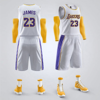 湖人球衣詹姆斯23号科比24号字母哥儿童库里欧文篮球服套装男定制 湖R-白色23号詹M斯 3XL