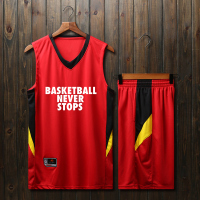球衣篮球服套装男夏季大学生定制短袖透气运动比赛队服印字背心 1701红色带3号logo 3XL175-180CM