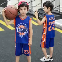 儿童球服男童套装夏装2020新款童装篮球速干服中大童帅气背心男孩 23号蓝色（偏小一码） 180