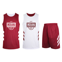 双面篮球服套装男定制学生篮球训练服比赛队服印字号两面穿篮球衣 酒红白【HOOPS】 4XL