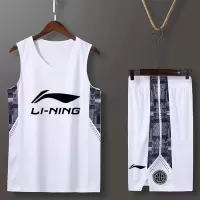 夏季李宁篮球服套装男定制学生比赛队服女款儿童球衣运动背心 01白色 L