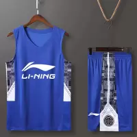 夏季李宁篮球服套装男定制学生比赛队服女款儿童球衣运动背心 01蓝色 XL