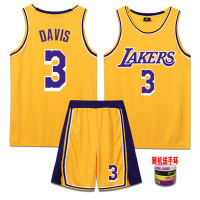 湖人队詹姆斯球衣科比24号篮球服套装男女学生篮球衣比赛队服 湖人黄色-戴维斯3号 XL