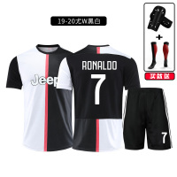 足球服套装男运动定制短袖比赛队服运动训练四件套皇马儿童足球衣 YL-19-20尤W黑白空板带标 XXL
