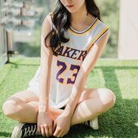 定制湖人队詹姆斯23号球衣情侣韩版宽松bf风外穿男女库里30篮球服 詹姆斯白色单件 女生3XL（170-176cm)