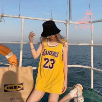 定制湖人队詹姆斯23号球衣情侣韩版宽松bf风外穿男女库里30篮球服 詹姆斯黄色单件 女生3XL（170-176cm)