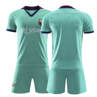 巴萨新赛季球衣梅西足球运动服二客男夏定制儿童球裤比赛训练队服 巴S第二客场青绿色不印号 M