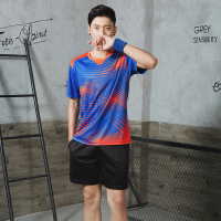 羽毛球服套装男女款乒乓球网球服情侣夏季透气速干比赛运动服定制 9831男款蓝色-套装 更大码