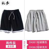 青年短裤潮牌ins运动休闲裤子男士潮流宽松百搭夏季薄款五分卫裤 DK881黑色+DK882浅灰色 5XL