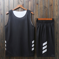 双面篮球服套装男定制比赛订做儿童训练服篮球衣运动队服印字背心 NY028黑/白 3XL（175-180CM）