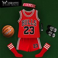 儿童篮球服套装男童幼儿园小学生训练比赛服女童男孩球衣纯棉 大红篮球服套装+红袜+Y发带 150码（51至59斤）