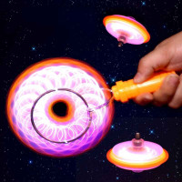 魔力陀螺手摇陀螺手摇轨道陀螺儿童健身玩具发光陀螺磁性旋转陀螺 2个装