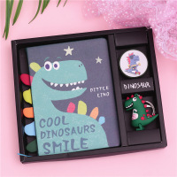 新款卡通恐龙手账本笔记本子小清新学生文具彩页方格少女心小本子