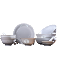 景德镇餐具套装玲珑瓷饭碗结婚乔迁送礼餐具套装碗碟家用盘子组合16头餐具年年有余